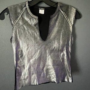 Y2K Silver Metallic Le Chateau Top